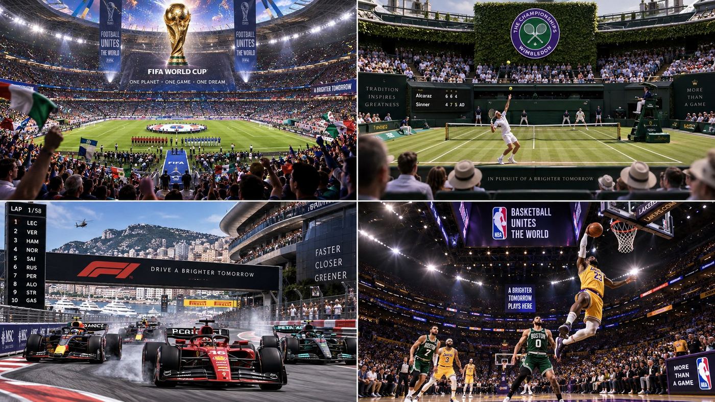 Grandi eventi sportivi internazionali: Mondiali, Wimbledon, Formula 1 e NBA