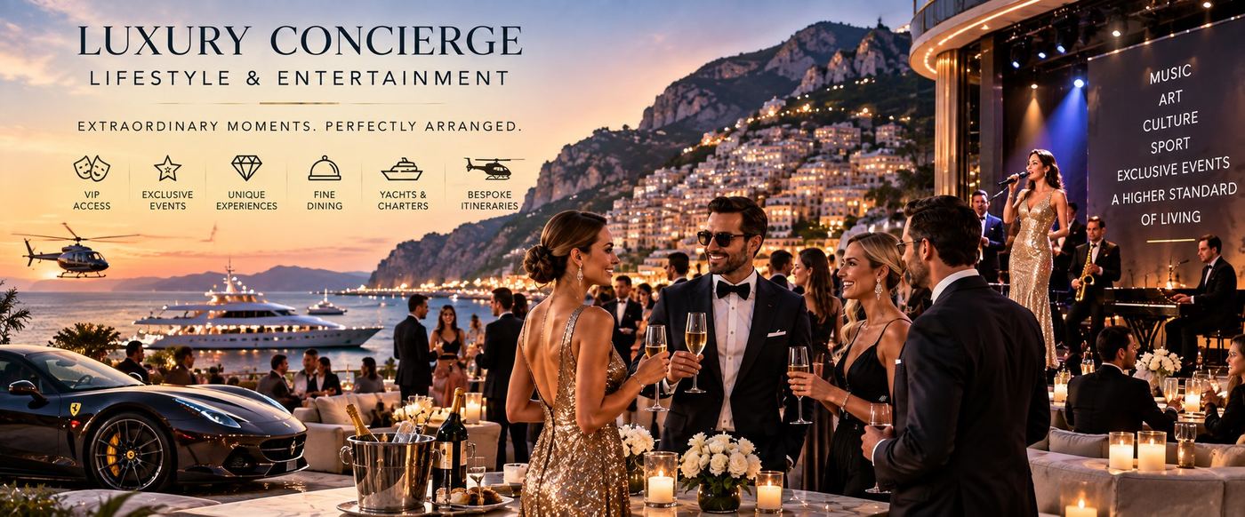 Serata esclusiva sulla Costiera con yacht, cena stellata e musica dal vivo: servizio Luxury Concierge Lifestyle & Entertainment