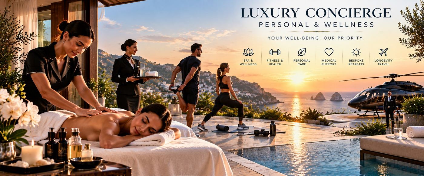 Trattamento spa, personal trainer ed elicottero privato in una villa vista mare: servizio Luxury Concierge Personal & Wellness
